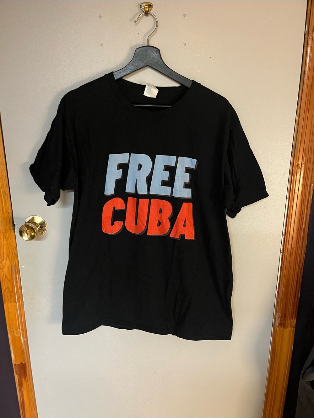 Free Cuba Graphic Tee - Black with Blue & Red Print